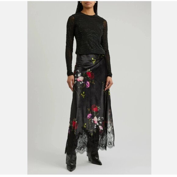 Alice + Olivia Maeve Floral-print Velvet Maxi Skirt - Picture 1 of 4